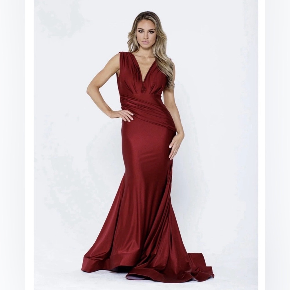 Formal Women’s XL Long Red Scuba Gown Mermaid Evening Prom Stretchy
